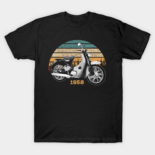 1958 Honda Super Cub Vintage Motorcycle Design T-Shirt by Madisen Harvey